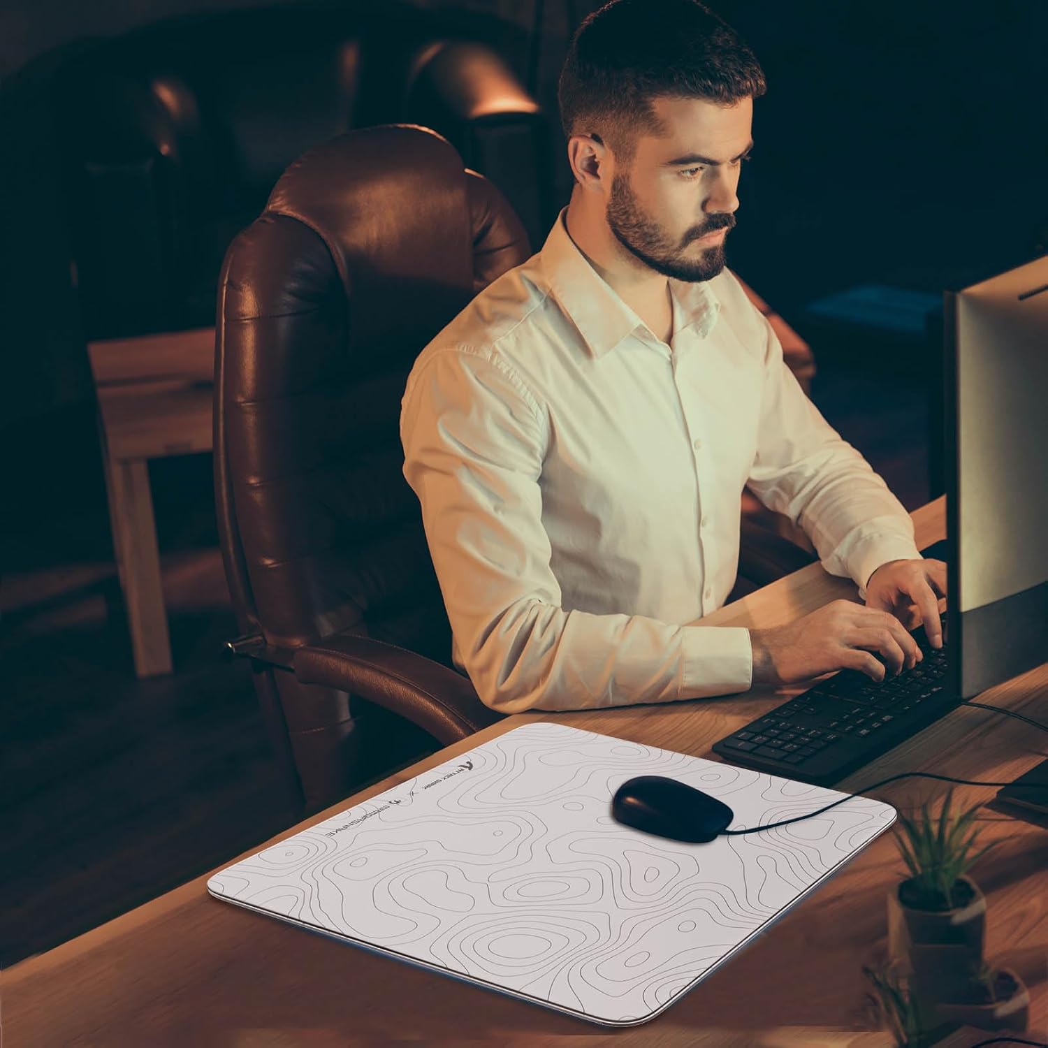 ATTACK SHARK CM05 Glass Gaming Mouse Pad,17.7x15.7 in Large Mouse Mat,Non Slip 9H Hard Mousepads,Nano-Textured Glass Surface with Improved Precision and Speed for FPS/MOBA - Black Contour