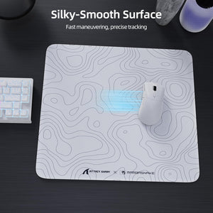 ATTACK SHARK CM05 Glass Gaming Mouse Pad,17.7x15.7 in Large Mouse Mat,Non Slip 9H Hard Mousepads,Nano-Textured Glass Surface with Improved Precision and Speed for FPS/MOBA - Black Contour