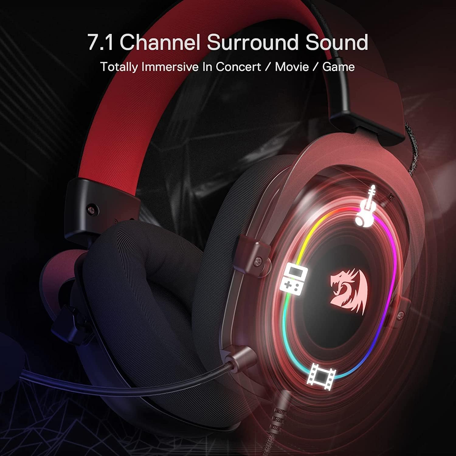 Redragon H510 Zeus‑X RGB Gaming Headset – Wired 7.1 Surround, 53 mm Drivers, RGB, Detachable Mic