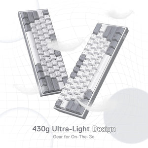Redragon K617-RGB White/Gray Mechanical Gaming Keyboard – 60% Compact, RGB, Hot-Swappable