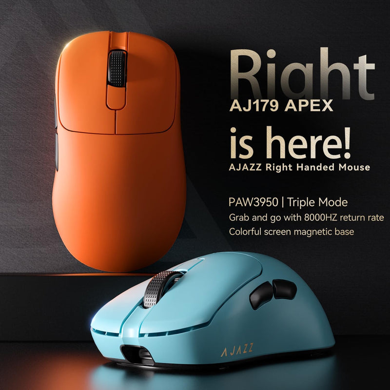 AJAZZ AJ-179 Apex 42000 DPI Magnetic Charging Station with TFT Display Mouse-PAW 3950 Sensor-8K Dongle AJ179 (Black)