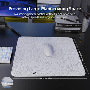 ATTACK SHARK CM05 Glass Gaming Mouse Pad,17.7x15.7 in Large Mouse Mat,Non Slip 9H Hard Mousepads,Nano-Textured Glass Surface with Improved Precision and Speed for FPS/MOBA - Black Contour