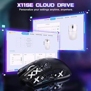 ATTACK SHARK X11SE Ultra-Light Wireless Gaming Mouse,22000 DPI,Tri-Modes BT5.2/Type-C Wired/2.4G,PixArt PAW3311 Gaming Sensor,5 Programmable Buttons for Laptop,PC,Mac Gamer(Black&Sticker)
