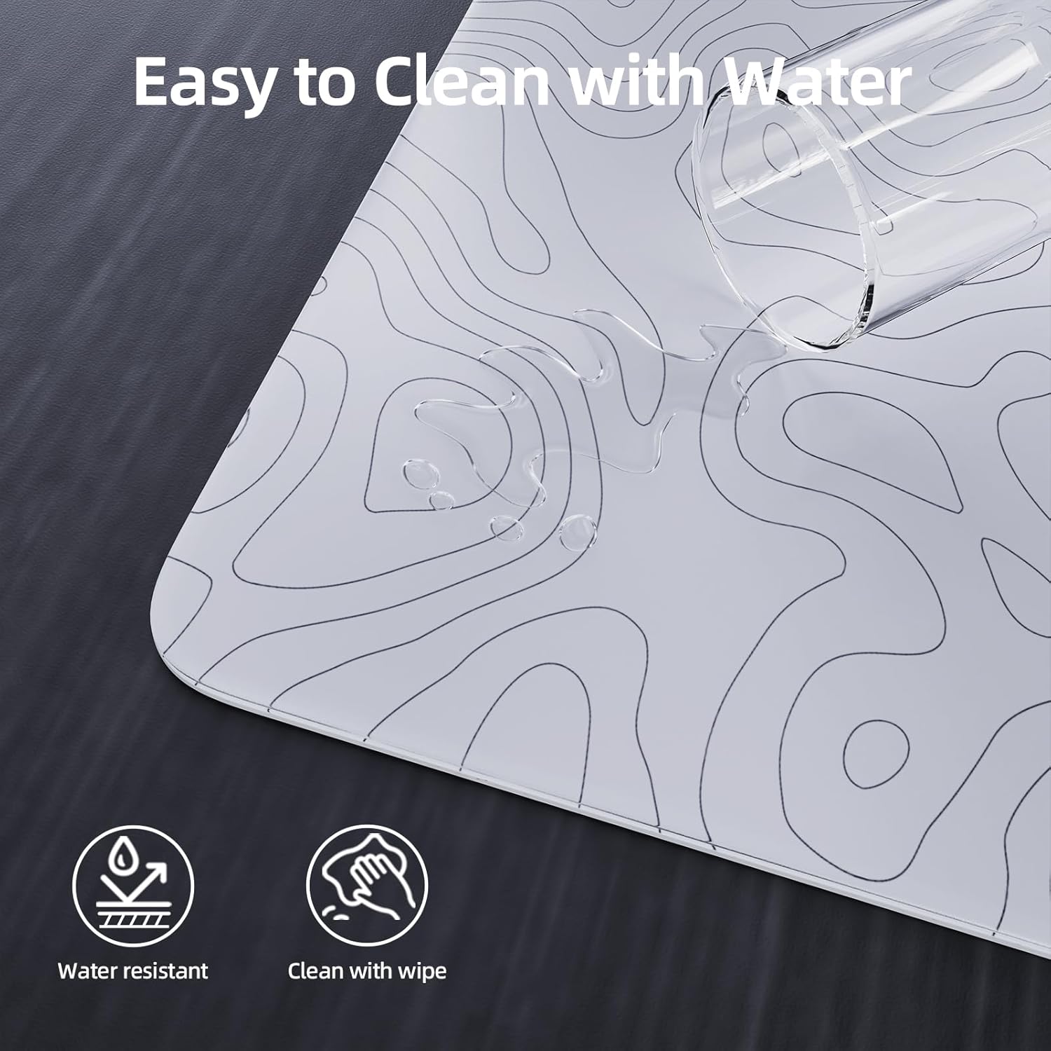 ATTACK SHARK CM05 Glass Gaming Mouse Pad,17.7x15.7 in Large Mouse Mat,Non Slip 9H Hard Mousepads,Nano-Textured Glass Surface with Improved Precision and Speed for FPS/MOBA - Black Contour