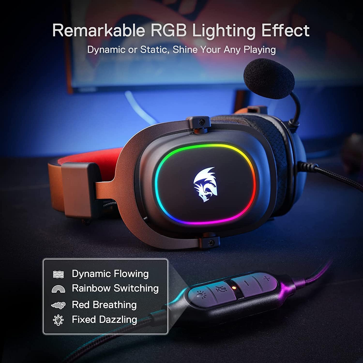 Redragon H510 Zeus‑X RGB Gaming Headset – Wired 7.1 Surround, 53 mm Drivers, RGB, Detachable Mic