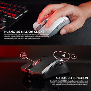 Fantech Crypto WGC3 Wireless Mouse Gaming Crypto Polling Rate 1000Hz DPI 10000- white