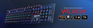Redragon K608 Valheim Rainbow Gaming Keyboard, 104 Keys NKRO Mechanical Keyboard w/Soft Tactile and Low Noise BLUE Switch - عربي/eng