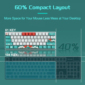 MageGee STAR61 Wired Mechanical Keyboard(Lubed Ivory white switch Sound Foam Layer)