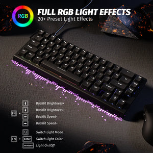 ATTACK SHARK X68 HE 8000Hz Rapid Trigger Keyboard, 0.01mm RT Accuracy Wired Gaming Keyboard with Magnetic Switch, Adjustable Actuation, Rapid Trigger, Snap Tap, RGB Lighting for PC/Mac, Black