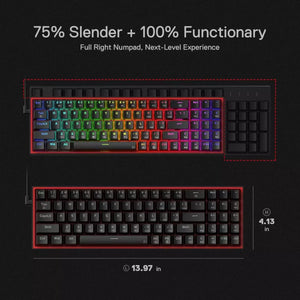 Redragon K628 Pollux 75% Wired RGB Gaming Keyboard Red Switch