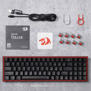 Redragon K628 Pollux 75% Wired RGB Gaming Keyboard Red Switch