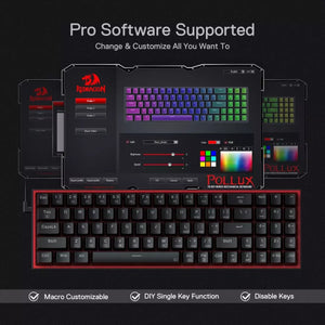 Redragon K628 Pollux 75% Wired RGB Gaming Keyboard Red Switch