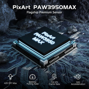 ATTACK SHARK R6 Wireless Gaming Mouse, Tri-Mode Connection, 39 Grams Superlight, PAW3950 42K DPI Sensor, 8K Polling Rate, MCU Nodic 52840, 7 Programmable Buttons, for PC/Mac/Linux/PS - White & Sticker