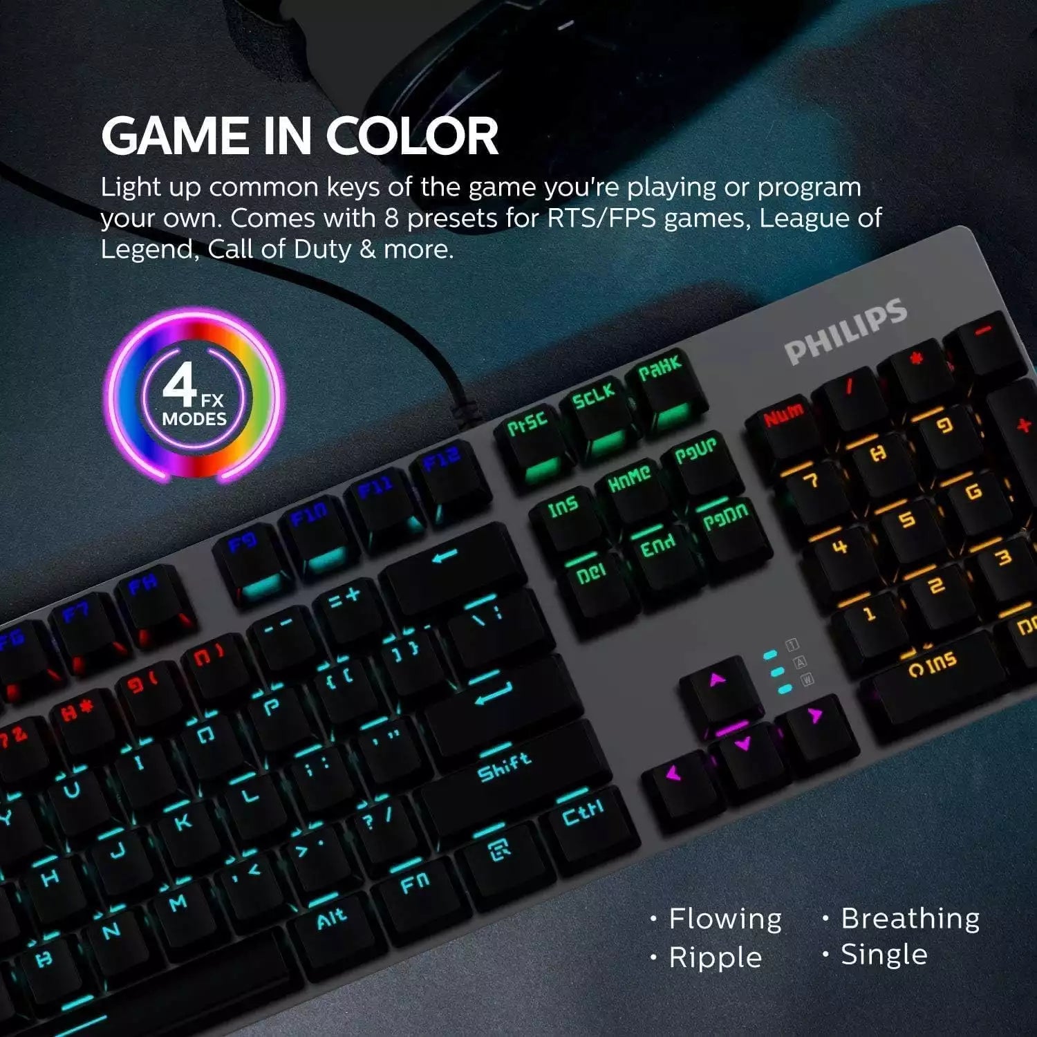 Philips Gaming Mechanical Keyboard – Blue Switches – 16 Ambiglow Chroma FX
