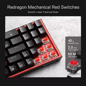 Redragon K628 Pollux 75% Wired RGB Gaming Keyboard Red Switch