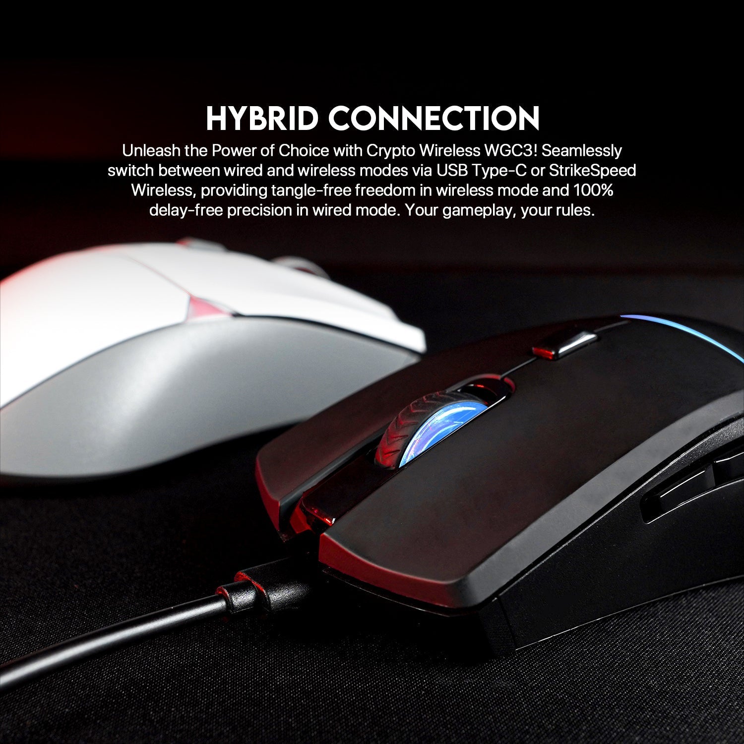 Fantech Crypto WGC3 Wireless Gaming Mouse Polling Rate 1000Hz DPI 12000- Black