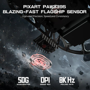 ATTACK SHARK R3 46g Superlight Magnesium Alloy Wireless Gaming Mouse, BT/2.4G/Wired Computer Mouse, 8KHz Polling Rate, PAW3395 26K DPI Sensor Programmable Mice Griptape for PC/Laptop/Mac (Black)