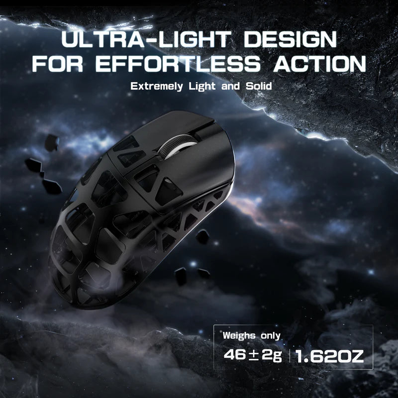 ATTACK SHARK R3 46g Superlight Magnesium Alloy Wireless Gaming Mouse, BT/2.4G/Wired Computer Mouse, 8KHz Polling Rate, PAW3395 26K DPI Sensor Programmable Mice Griptape for PC/Laptop/Mac (Black)