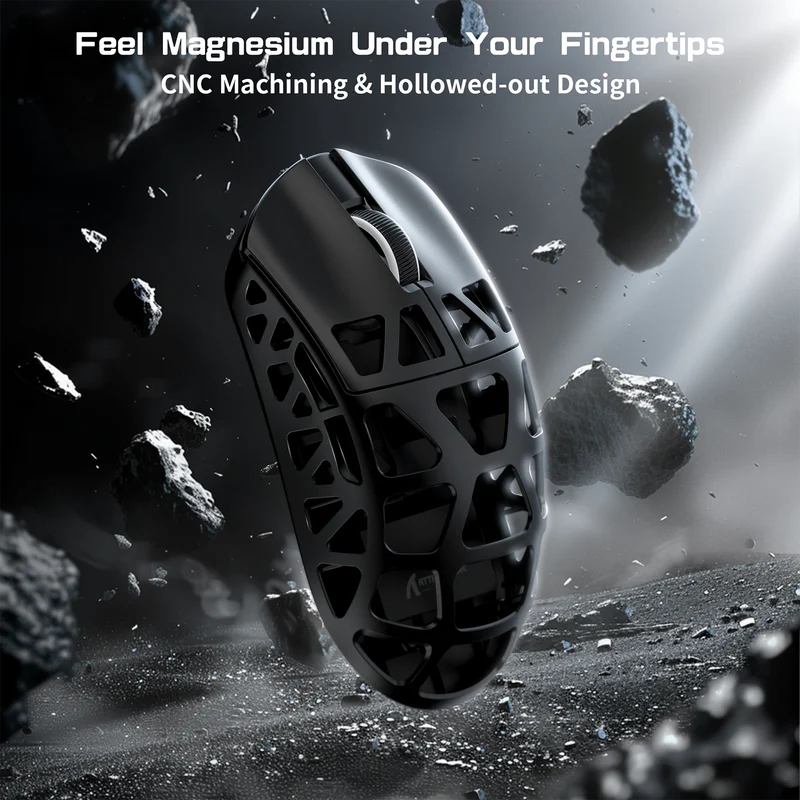 ATTACK SHARK R3 46g Superlight Magnesium Alloy Wireless Gaming Mouse, BT/2.4G/Wired Computer Mouse, 8KHz Polling Rate, PAW3395 26K DPI Sensor Programmable Mice Griptape for PC/Laptop/Mac (Black)