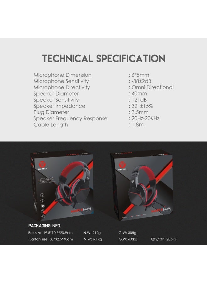 FANTECH MARS II HQ54 WIRED GAMING HEADSET