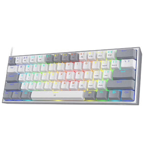 Redragon K616 Fizz Pro RGB – 60% keyboard with red mechanical switches, Bluetooth & USB-C wired connectivity WHITE/GRAY - عربي/eng