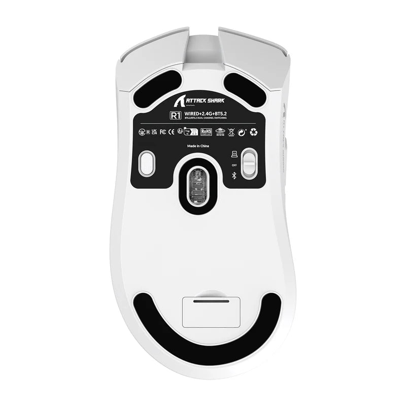 ATTACK SHARK R1 Wireless/Wired Gaming Mouse (White+Sticker)
