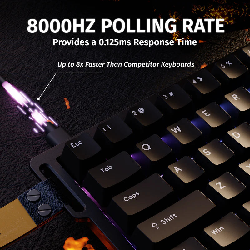 ATTACK SHARK X68 HE 8000Hz Rapid Trigger Keyboard, 0.01mm RT Accuracy Wired Gaming Keyboard with Magnetic Switch, Adjustable Actuation, Rapid Trigger, Snap Tap, RGB Lighting for PC/Mac, Black