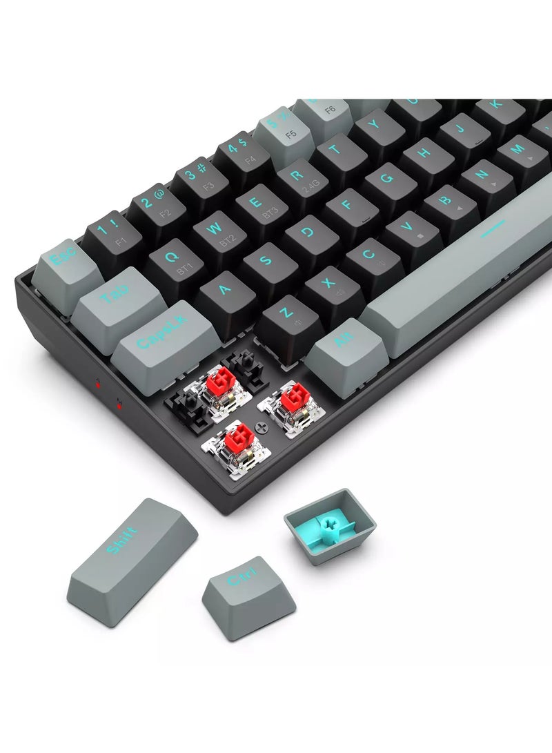 REDRAGON K662 Gwern Dual Mode Wireless, Bluetooth Gaming Mechanical Keyboard, Red Switch
