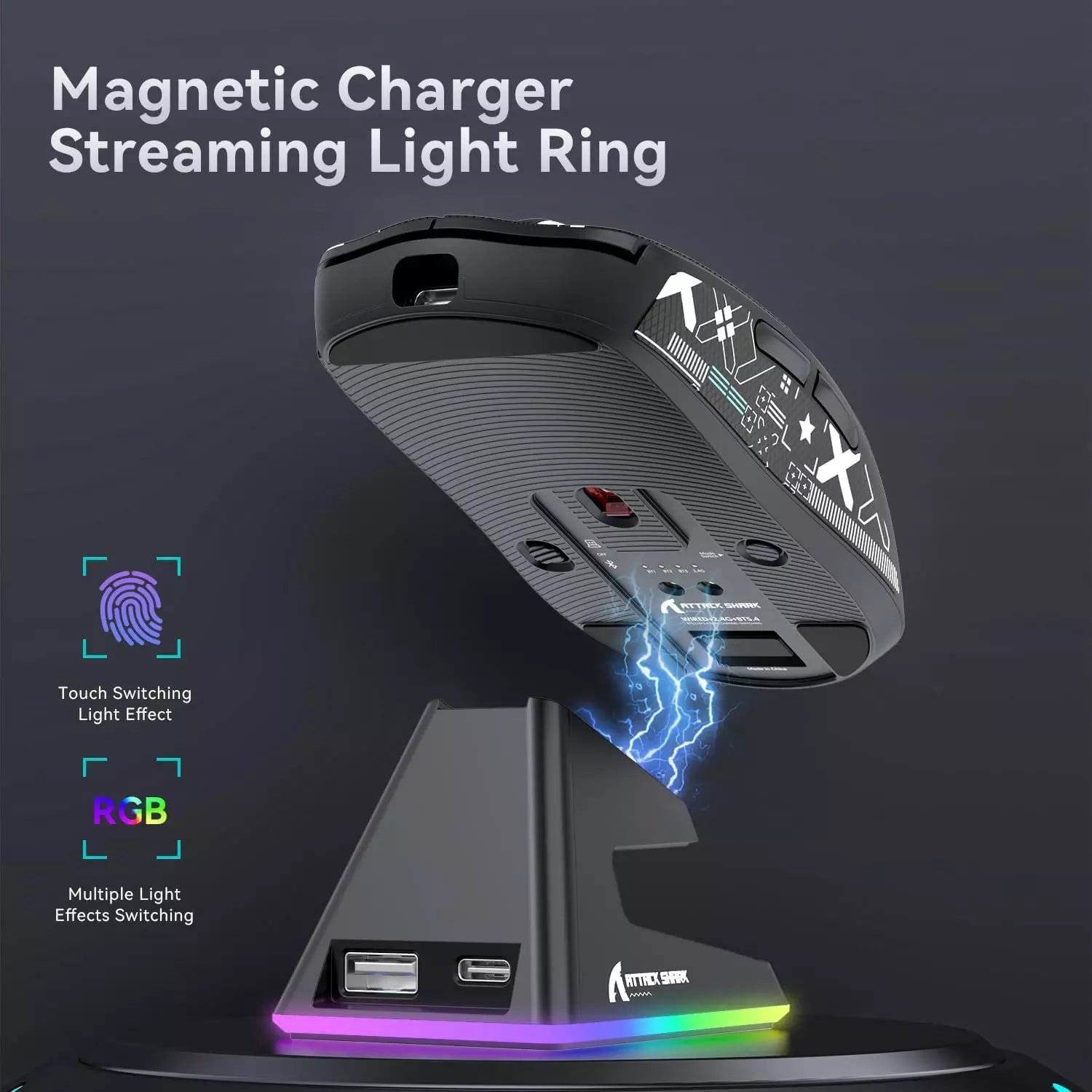 ATTACK SHARK X6 Three Modes Gaming Mouse With Charging Dock