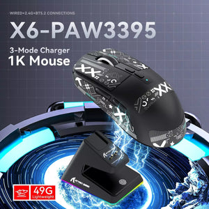 ATTACK SHARK X6 Three Modes Gaming Mouse With Charging Dock