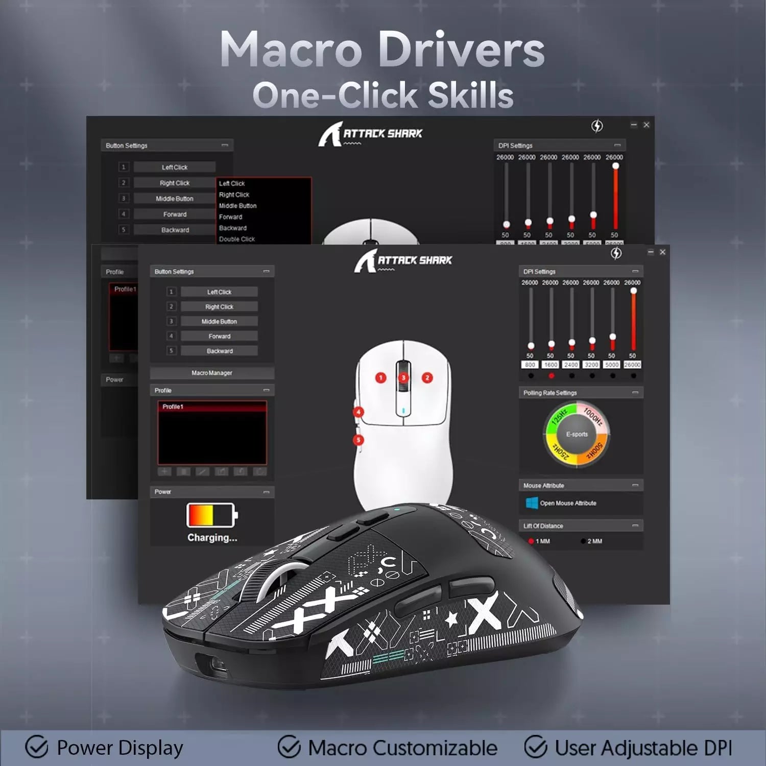 ATTACK SHARK X6 Three Modes Gaming Mouse With Charging Dock