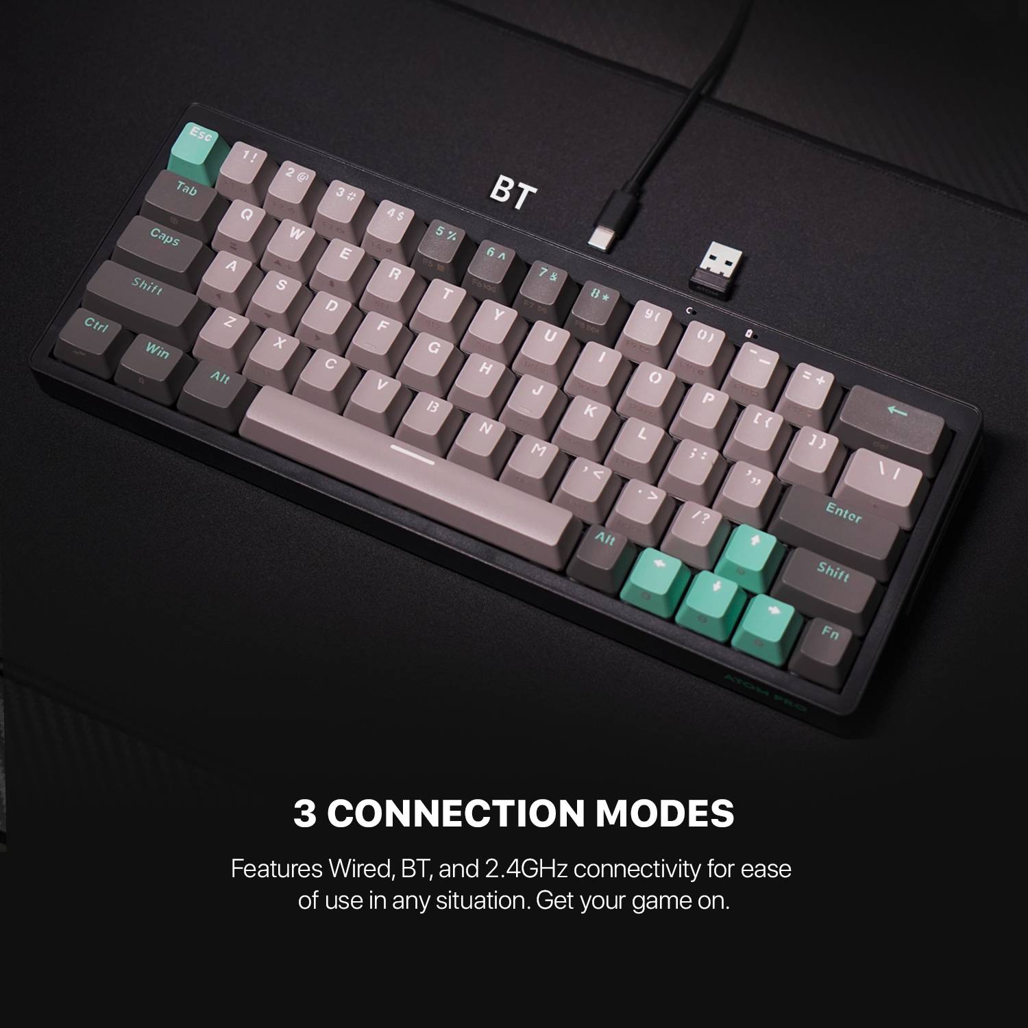 FANTECH ATOM PRO63 MK912 Tri-Mode (BT / 2.4Gha / Wired) 60% Mechanical Gaming Keyboard – Hot Swap  | MERCURY - عربي/eng