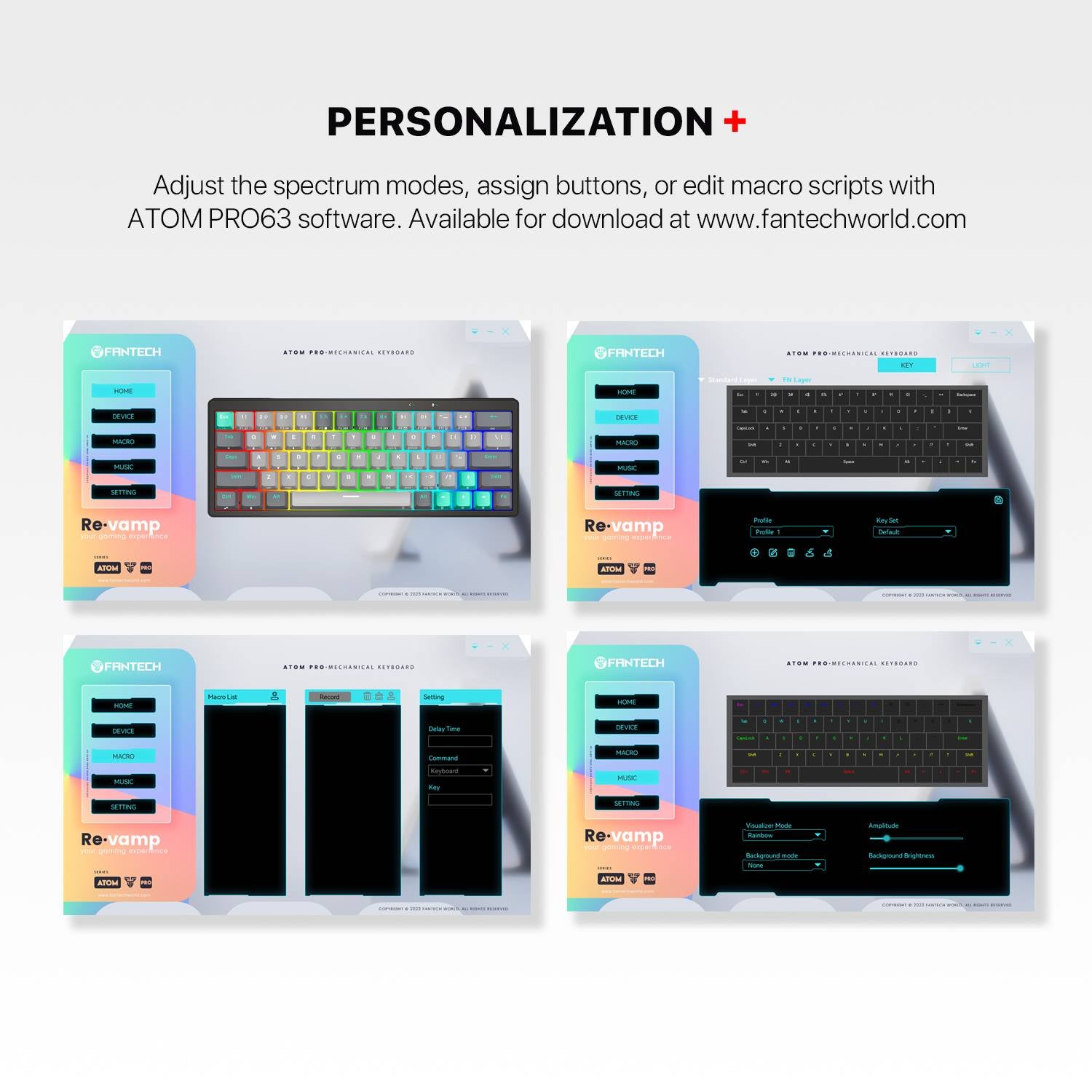 FANTECH ATOM PRO63 MK912 Tri-Mode (BT / 2.4Gha / Wired) 60% Mechanical Gaming Keyboard – Hot Swap  | MERCURY - عربي/eng