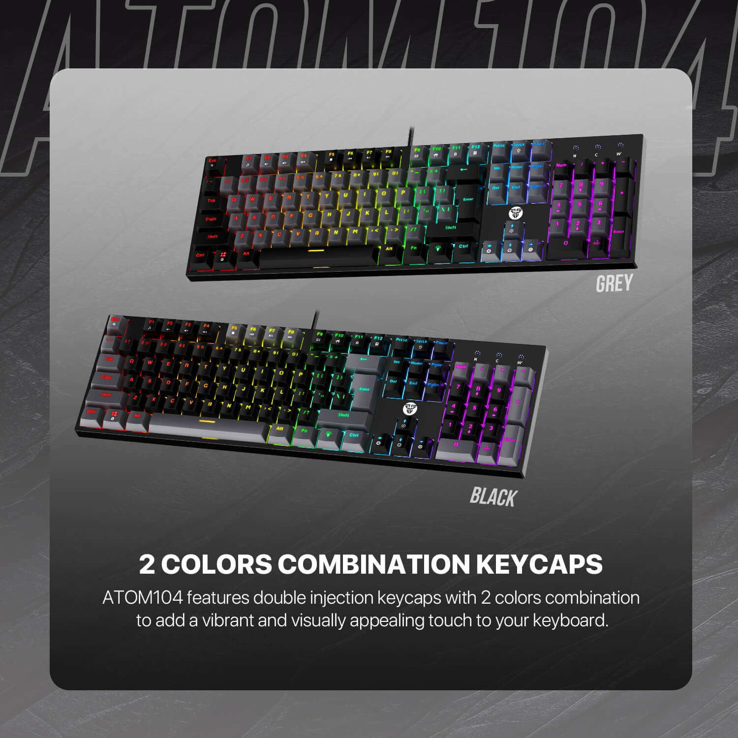 FANTECH ATOM104 MK886V2 GAMING MECHANICAL KEYBOARD - SUMI EDITION BLACK