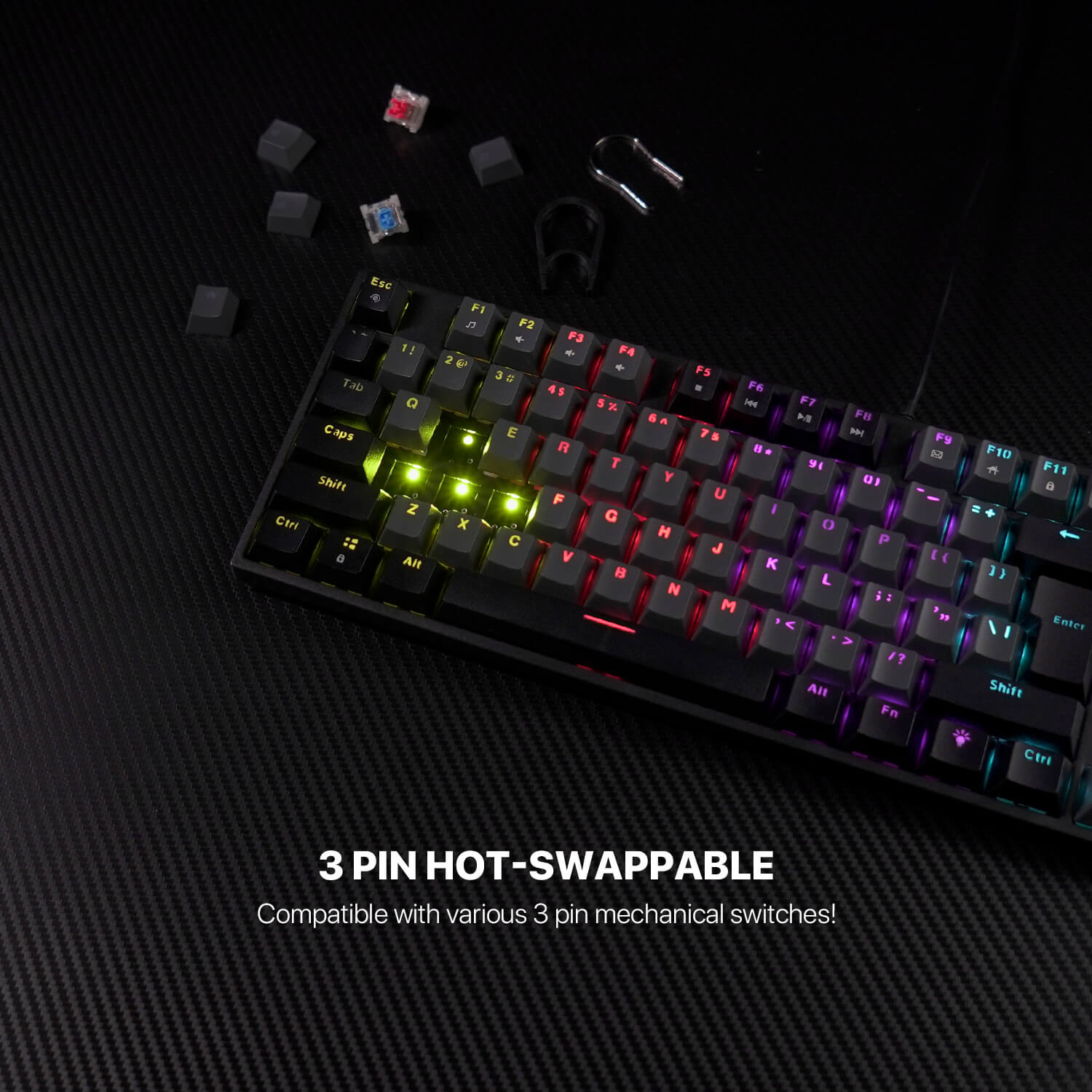 FANTECH ATOM104 MK886V2 GAMING MECHANICAL KEYBOARD - SUMI EDITION BLACK