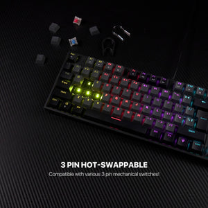 FANTECH ATOM104 MK886V2 GAMING MECHANICAL KEYBOARD - SUMI EDITION BLACK