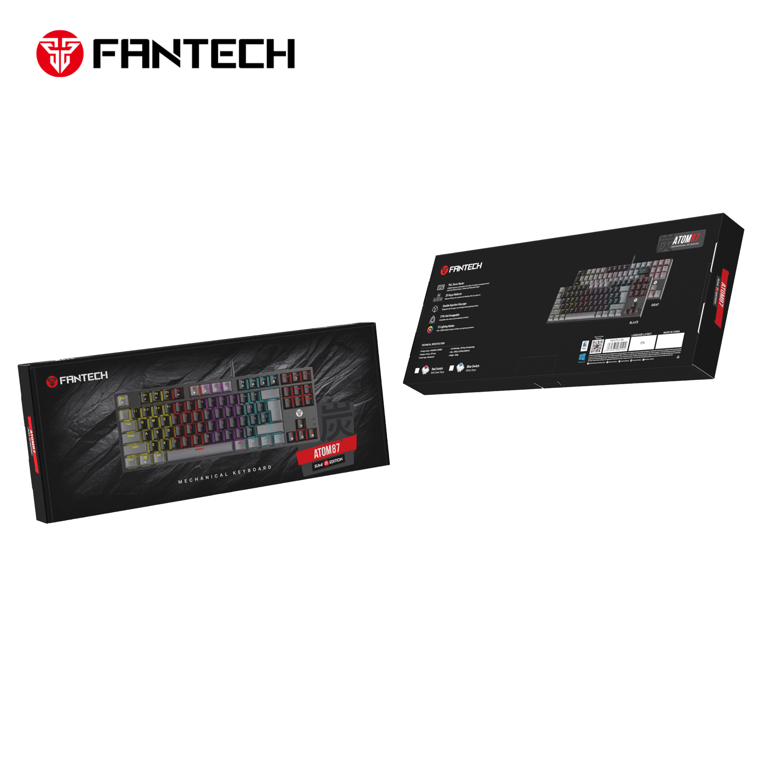 Fantech Atom 87 MK876 V2 Sumi Edition Mechanical Keyboard Black