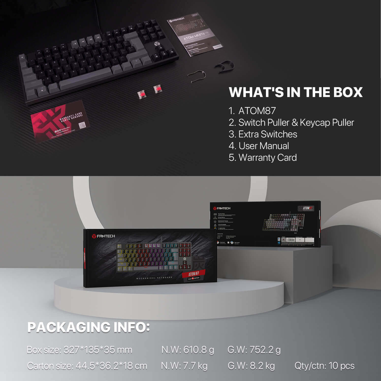 Fantech Atom 87 MK876 V2 Sumi Edition Mechanical Keyboard Black