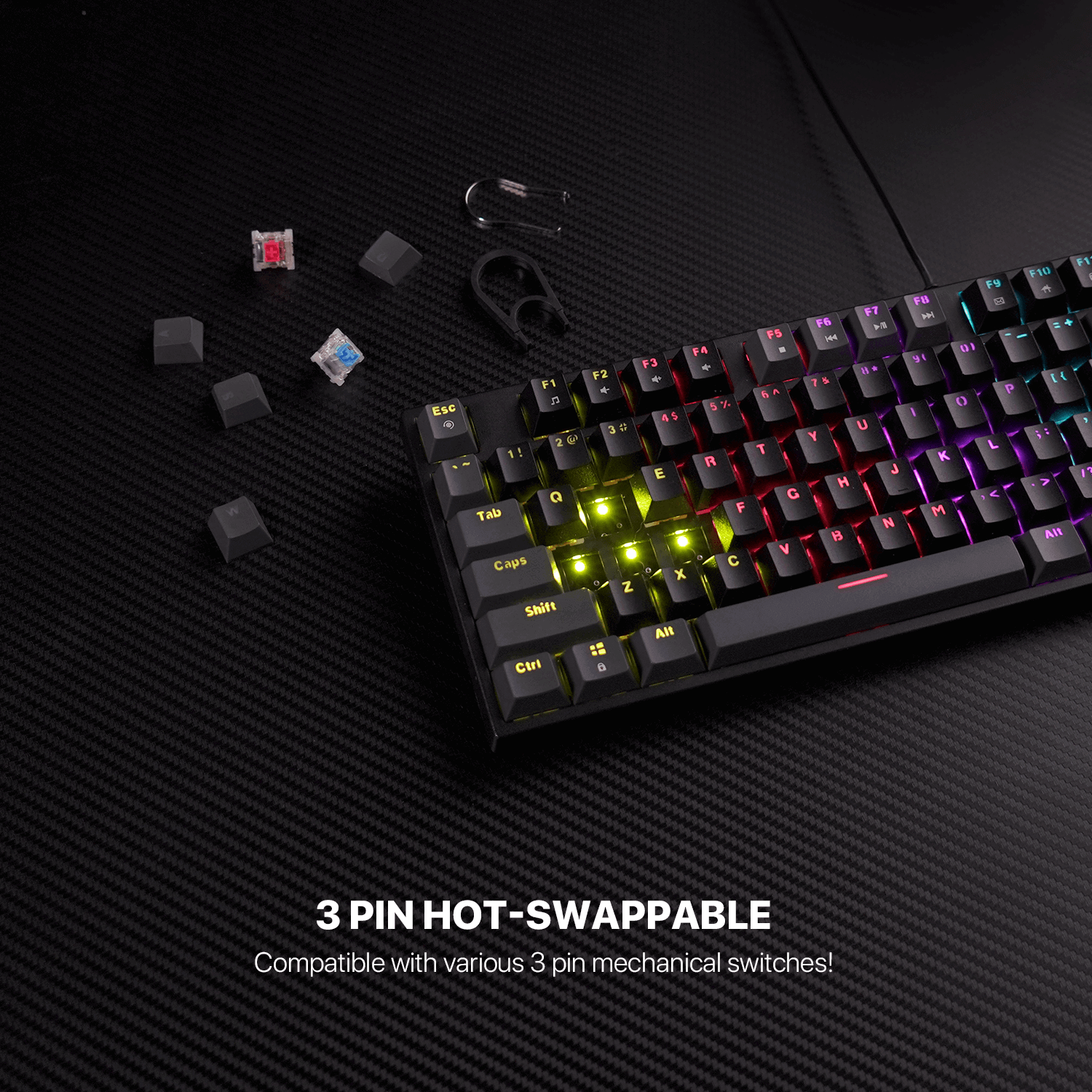 Fantech Atom 87 MK876 V2 Sumi Edition Mechanical Keyboard Black