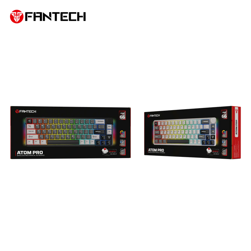 FANTECH MK919 ATOM PRO66 Mechanical Gaming Keyboard Grey - 3 Mode Connection Eng/عربي