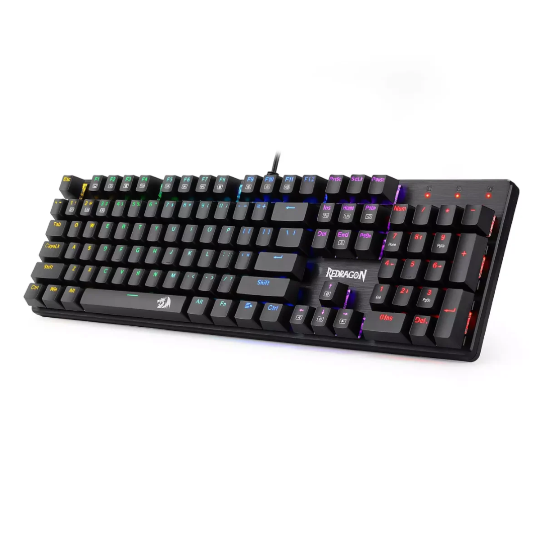 Redragon K608 Valheim Gaming Keyboard, 104 Keys NKRO Mechanical Keyboard w/Soft Tactile and Low Noise black Switch - Rainbow - عربي/eng