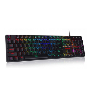 Redragon K589 Shrapnel RGB Low Profile Mechanical Gaming Keyboard, 104 Keys Anti-ghosting Mechanical Keyboard with Linear & Quiet Red Switches, Fast Actuation with Less Travel and Smooth Keys - عربي/eng