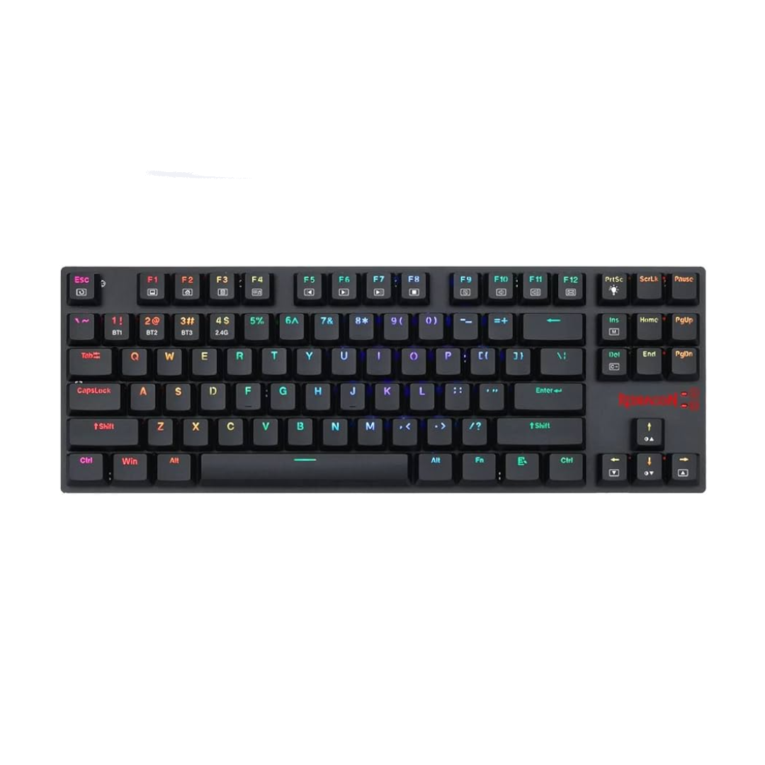 Redragon K607 Low Profile Mechanical Gaming Keyboard 87 Key Tenkeyless RGB LED Backlit Wired Computer Keyboard with Blue Switches for Windows PC - عربي/eng
