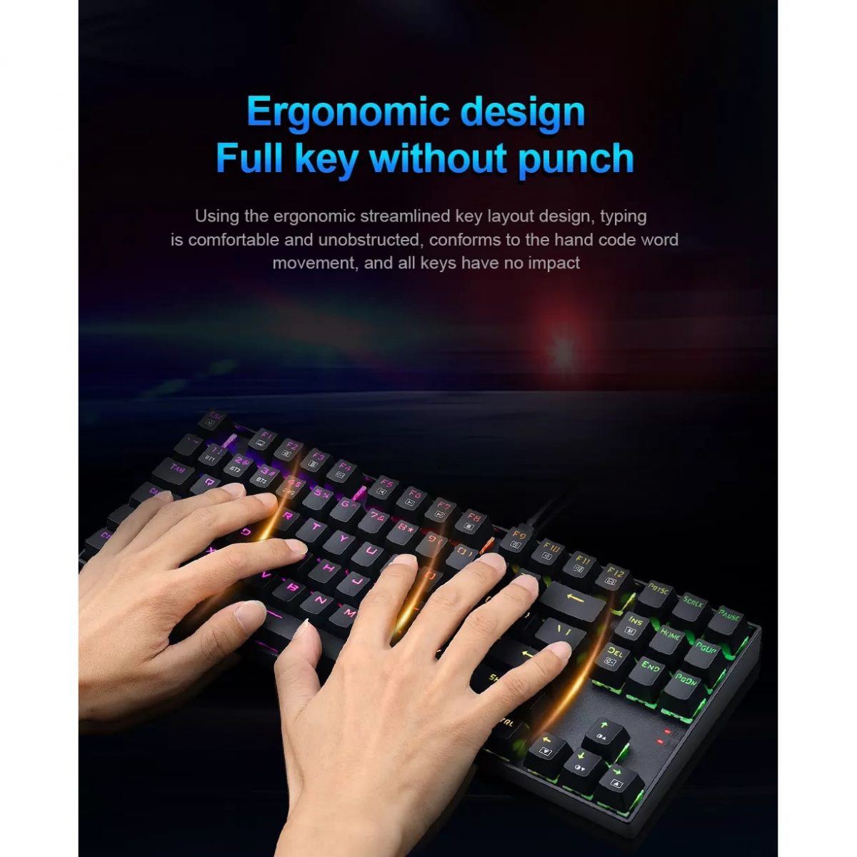 Redragon K552 TKL Wireless RGB Mechanical Keyboard 5.0 BT/2.4 Ghz/Wired Three Modes Blue Switches for PC Laptop Cell Phone - عربي/eng