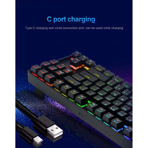 Redragon K552 TKL Wireless RGB Mechanical Keyboard 5.0 BT/2.4 Ghz/Wired Three Modes Blue Switches for PC Laptop Cell Phone - عربي/eng