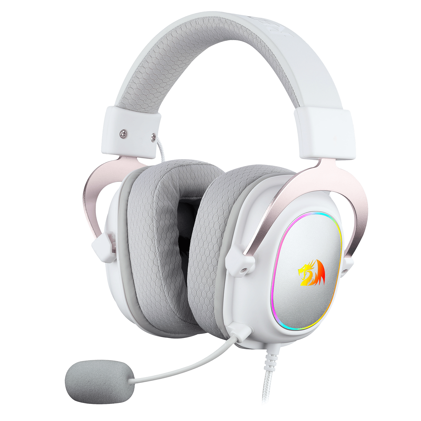 Redragon H510 Zeus-X RGB White Wired Gaming Headset - 7.1 Surround Sound - 53MM Audio Drivers in Memory Foam Ear Pads w/Durable Fabric Cover- Multi Platforms Headphone - USB Powered for PC/PS4/NS
