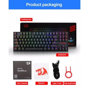 Redragon K552 TKL Wireless RGB Mechanical Keyboard 5.0 BT/2.4 Ghz/Wired Three Modes Blue Switches for PC Laptop Cell Phone - عربي/eng