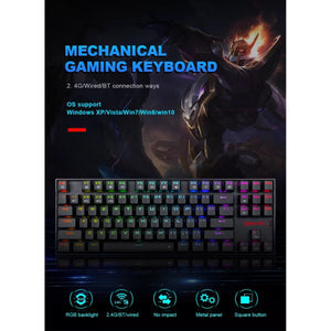 Redragon K552 TKL Wireless RGB Mechanical Keyboard 5.0 BT/2.4 Ghz/Wired Three Modes Blue Switches for PC Laptop Cell Phone - عربي/eng