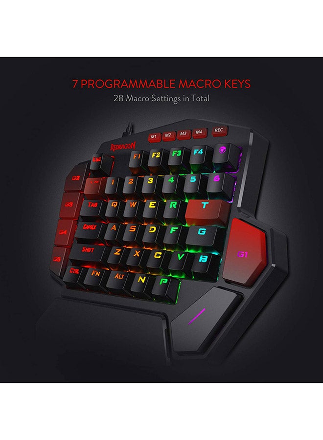 Redragon K585 DITI One-Handed RGB Mechanical Gaming Keyboard, Blue Switches, Professional Gaming Keypad with 7 Onboard Macro Keys, Detachable Wrist Rest, 42 Keys