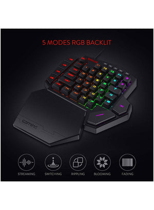 Redragon K585 DITI One-Handed RGB Mechanical Gaming Keyboard, Blue Switches, Professional Gaming Keypad with 7 Onboard Macro Keys, Detachable Wrist Rest, 42 Keys